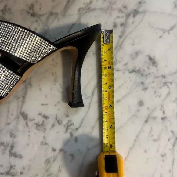 Staud Sonny Rhinestone Sandals Black Multi Strap Slides Heels Size EU 38 8 US - Picture 4 of 11